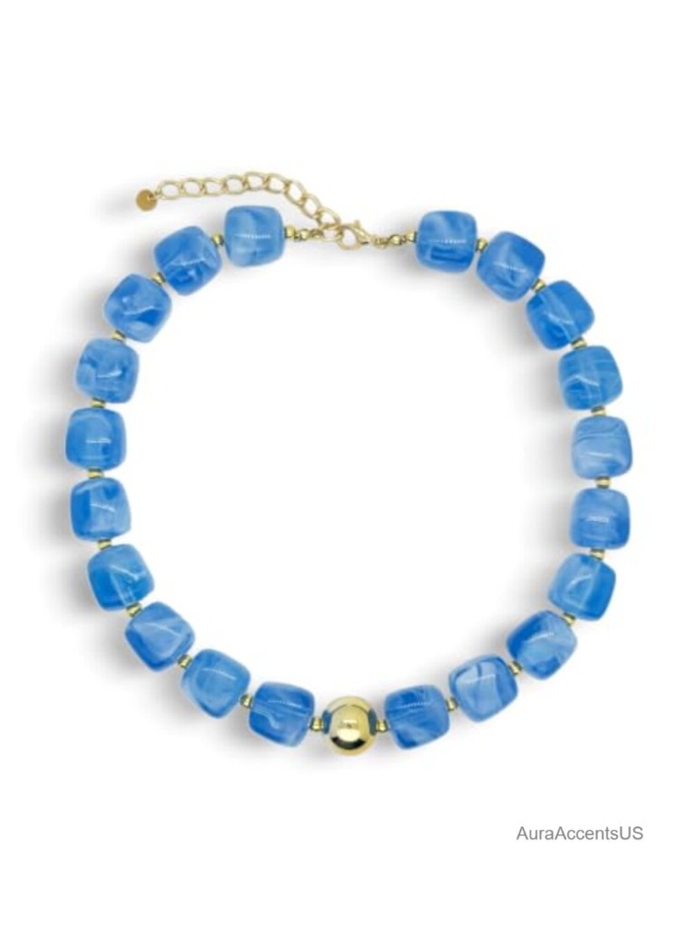 Chunky Beaded Choker Necklace Boho Statement Layerable Resin Alloy
